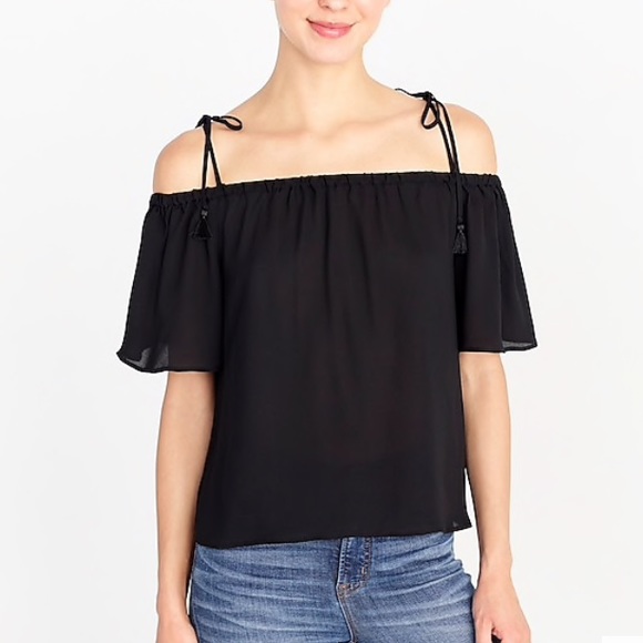 NWT J.Crew Tie Cold Shoulder Top - Picture 3 of 5